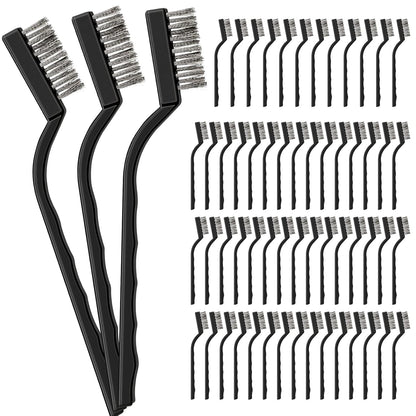 60 Pcs Mini Wire Brush Set Stainless Steel Wire Bristle Scratch Brush Small Metal Brush for