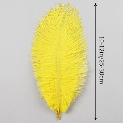 THARAHT Yellow Ostrich Feathers 12pcs Natural Bulk 10-12Inch 25cm-30cm for Crafts Wedding Party
