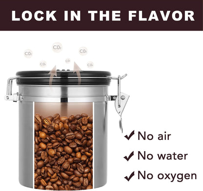 ShanSon Coffee Canister Airtight Coffee Container Stainless Steel Coffee Bean Storage Container