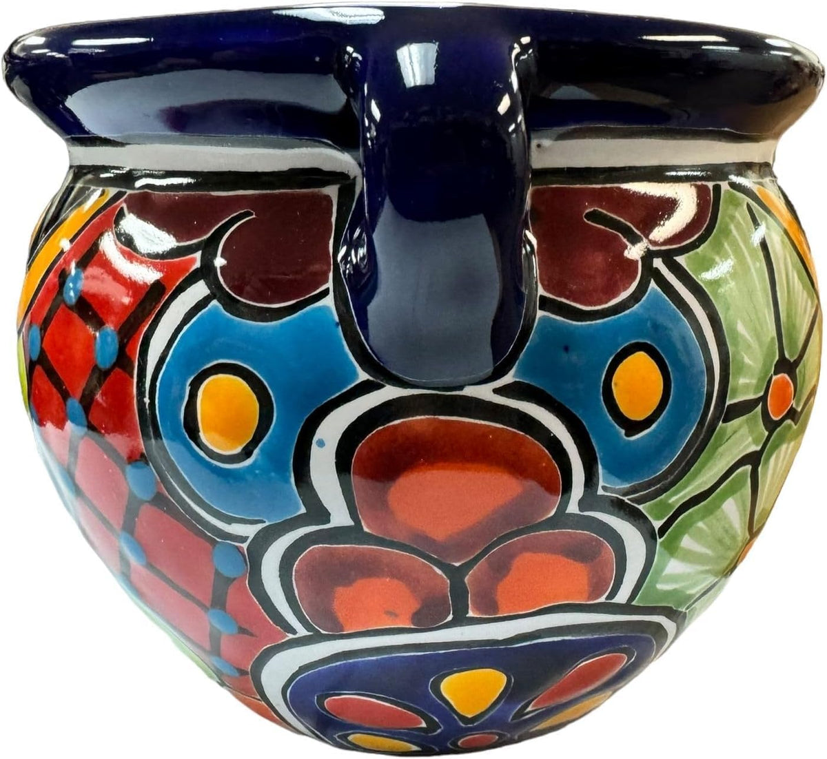 Talavera Michoacana Planter Pot Multicolor Folk Art Mexican Pottery Hand Painted Outdoor Indoor