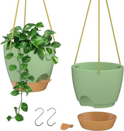 ZMTECH 6.5 Inch Hanging Planters for Indoor Outdoor Plants, 2 Pack Self Watering Hanging Plant Pots