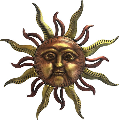LIFFY 30" Large Sun Wall Decor - Metal Sun Face Wall Sculpture, 3D Hand-Painted Outdoor Wall Art