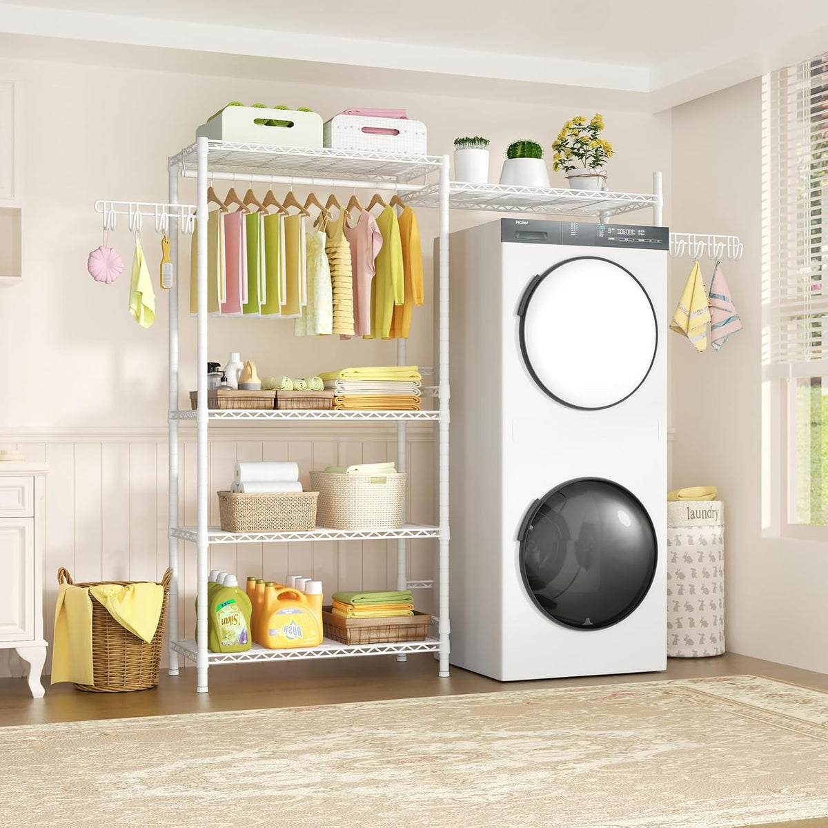 Ulif U5 Over the Washer and Dryer Storage Shelf, Laundry Room Space Saver Bathroom Storage and