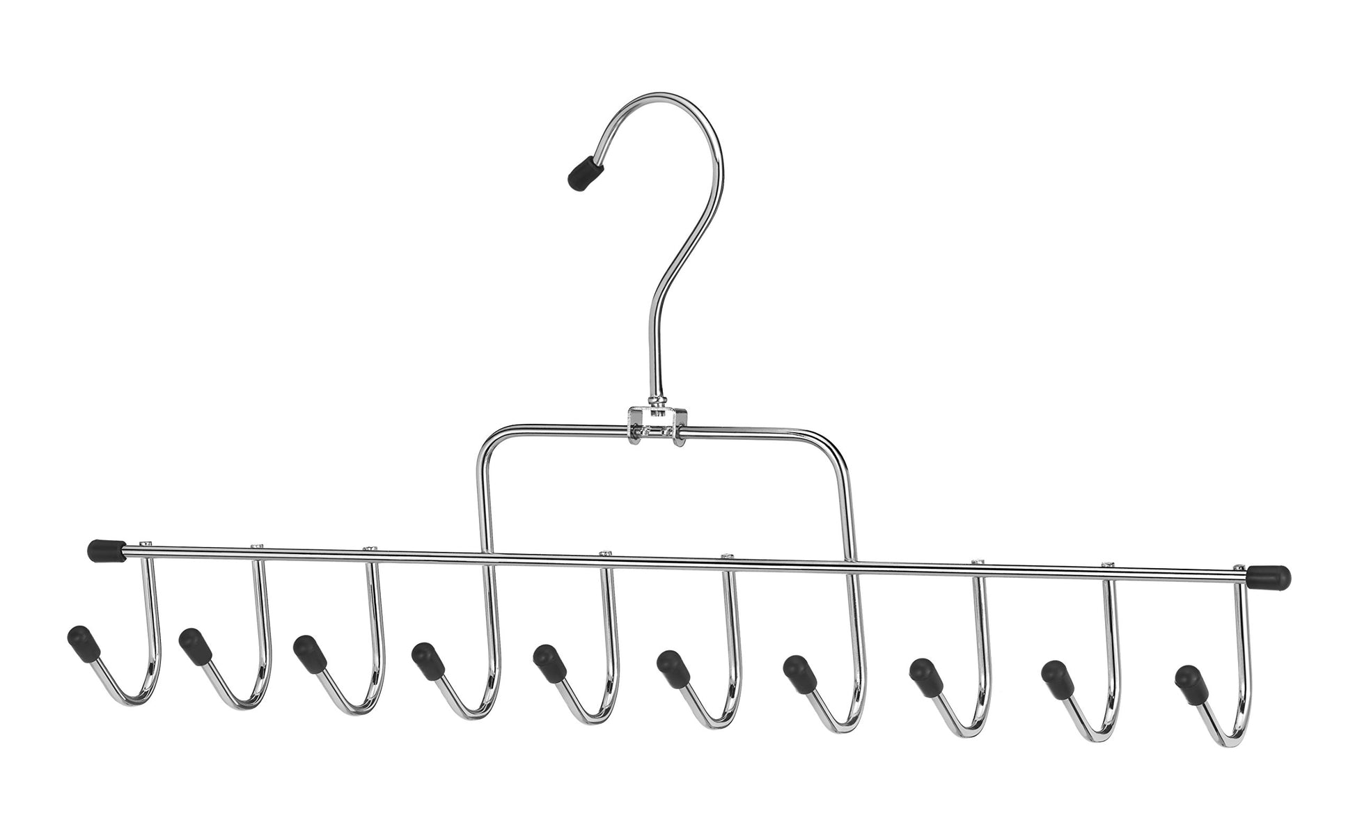 Whitmor Clothes Hanger, 10 Hook Accessory Hanger, Chrome Metal Tie Hanger for Closet, Belt, Ties