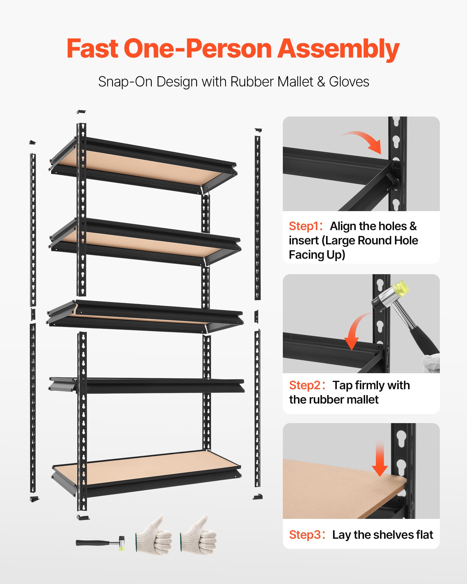 VEVOR Storage Shelves, 5-Tier Adjustable, 2000 lbs Capacity, Heavy Duty Garage Storage Shelving