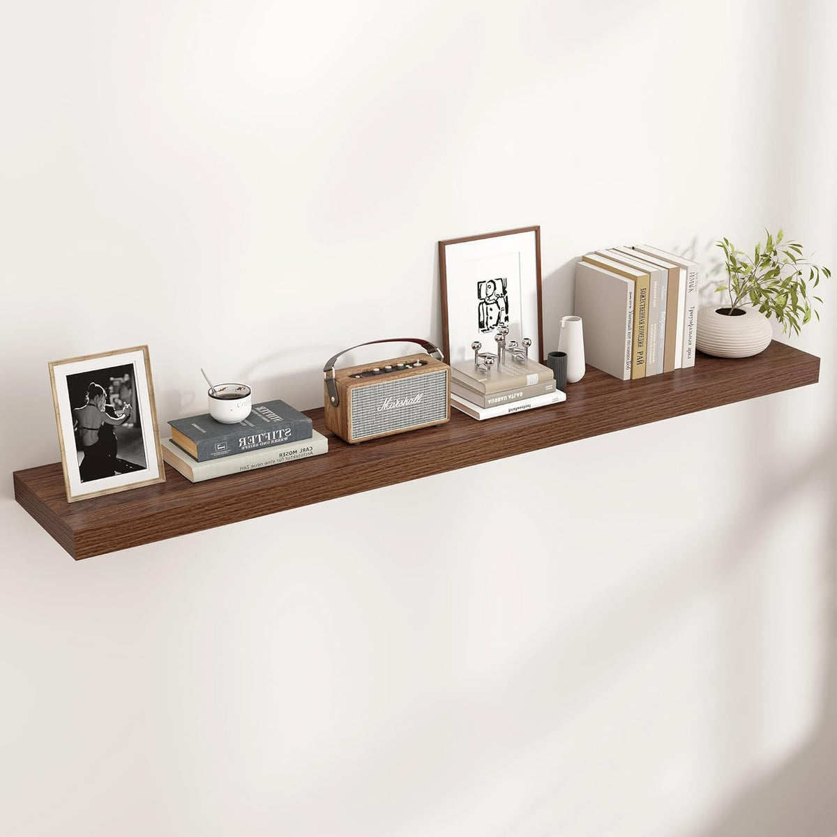 Floating Shelves for Wall, Large Wall Mounted Shelves with Invisible Brackets, Long Wood Floating