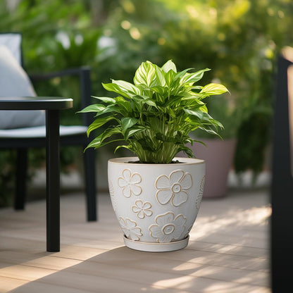 10 Inch Ceramic Planter Pot Large Plant Pot for Indoor Plants Outdoor Round Flower Pot with