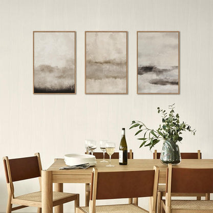 HPINUB Large Abstract Framed Canvas Wall Art Set,Minimalist Beige Gray Pastel Watercolor Wall