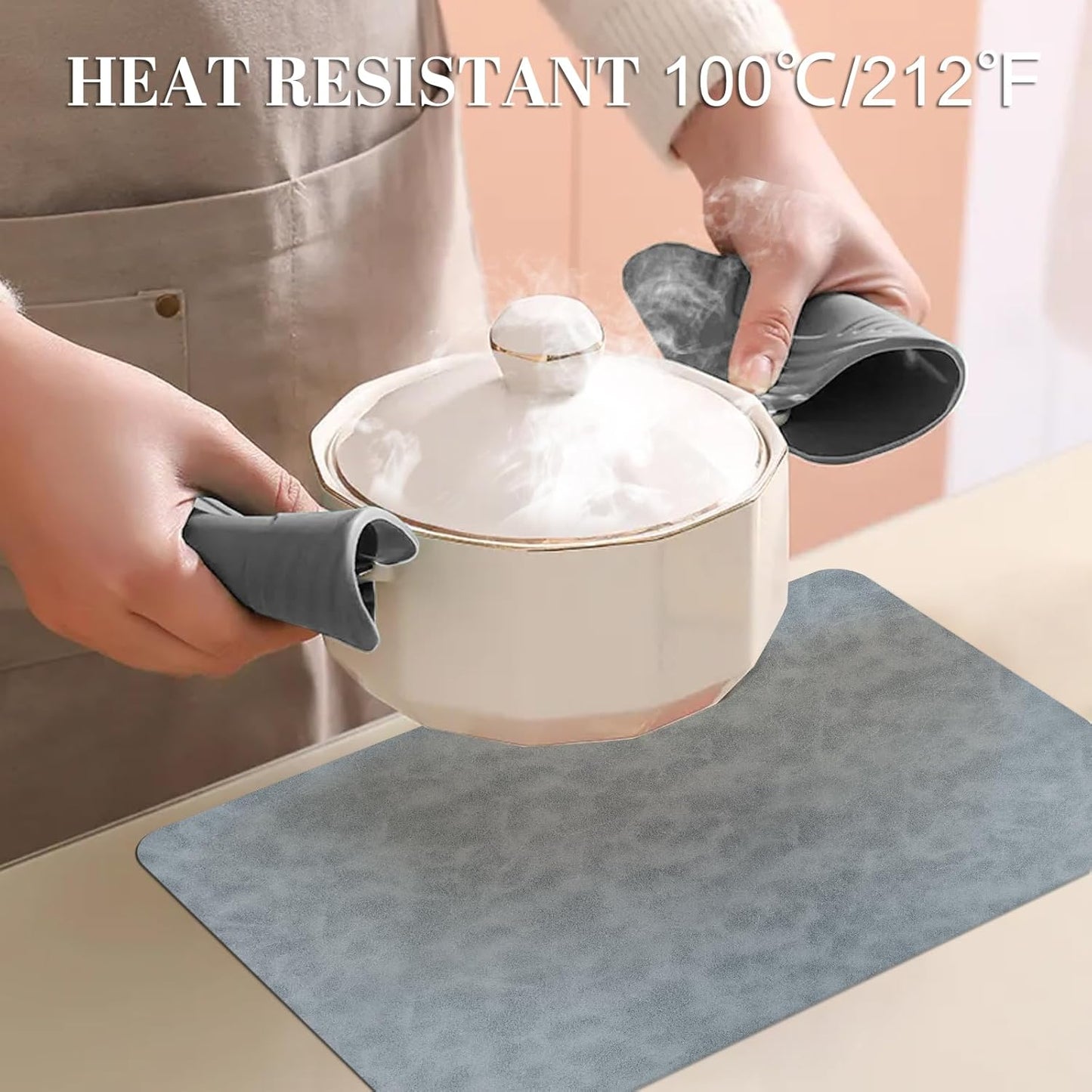 Faux Leather Placemats, Set of 4, 12''×17' Textures on Both Sides, Heat-Resistant, Waterproof and