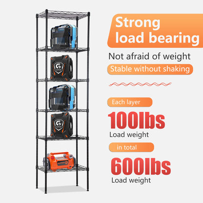 FDW 6 Tier Wire Shelving 17L x 12W x 64H Pantry Shelves Storage Rack Shelving Units Adjustable