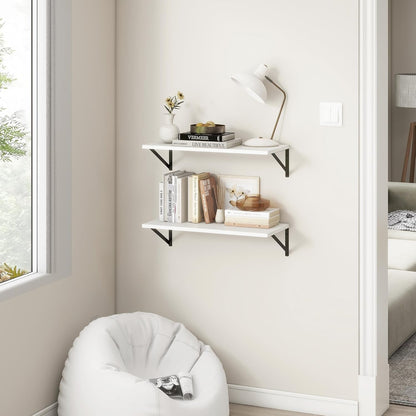 Fun Memories 27.5" W x12 D Floating Shelves, White Wall Shelf with Brackets, 12 Inch Deep Floating