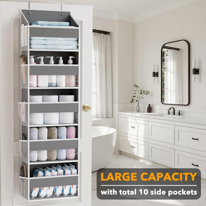 SpaceAid 1 Pack Over The Door Organizer with 5 Large Pockets and 10 Mesh Side Pockets, 5 Layers