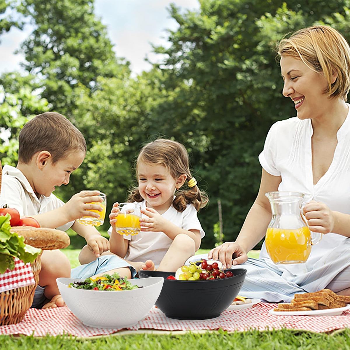 Big Wheat Straw Bowls,Unbreakable Large Salad Bowls,Dishwasher and Microware Safe Plastic Bowls