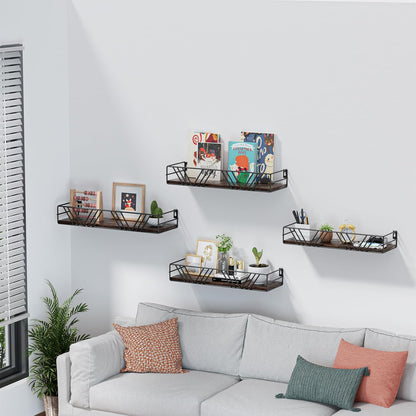 Floating Shelves for Wall Set of 4, Different Sizes Mounted Wood Floating Shelf, Wall Shelves for