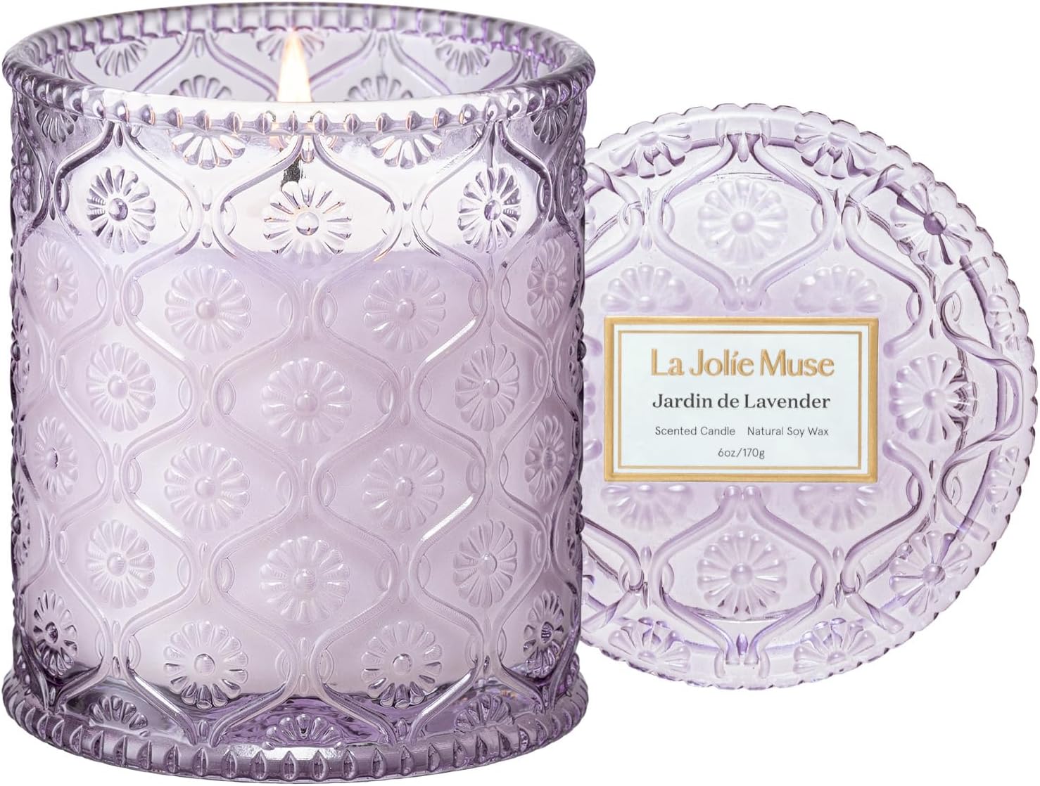 LA JOLIE MUSE Jardin de Lavender Scented Candle - Coconut, Lavender & Sandalwood | 6 oz Natural Soy
