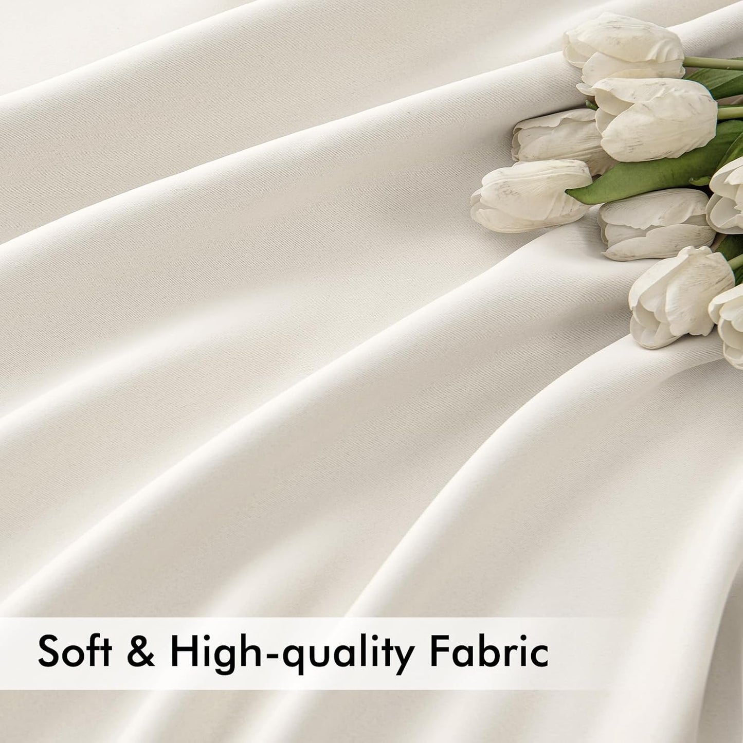 MIULEE Ivory Back Tab Blackout Curtains 102 Inch Long 2 Panels Set for Bedroom, Rod Pocket/Pinch