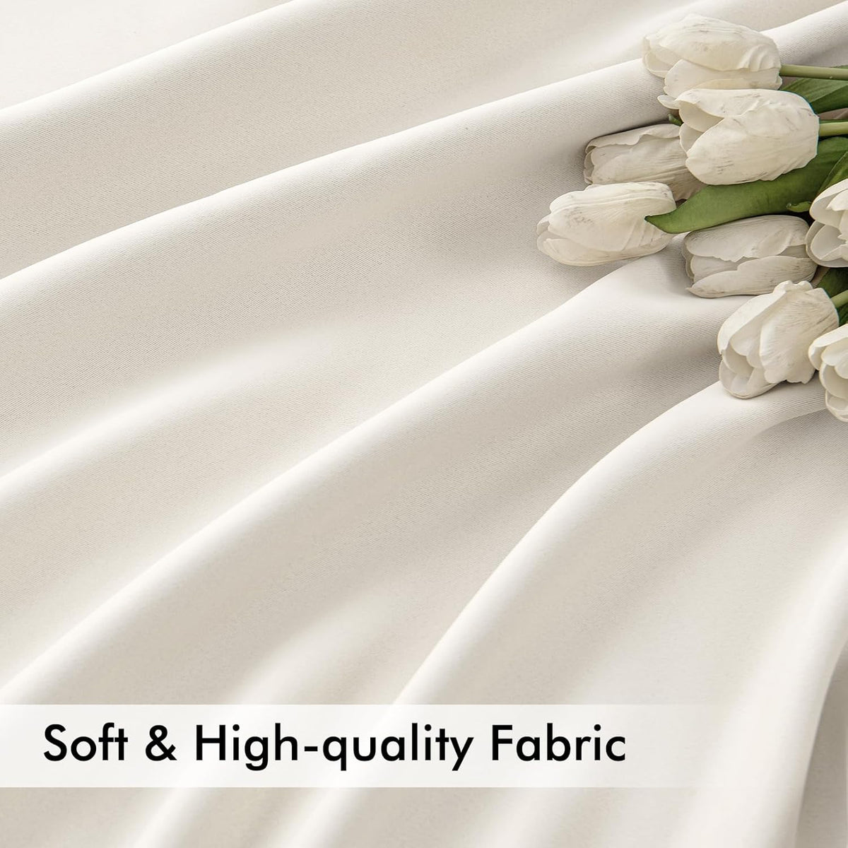 MIULEE Ivory Back Tab Blackout Curtains 108 Inch Long 2 Panels Set for Bedroom, Rod Pocket/Pinch