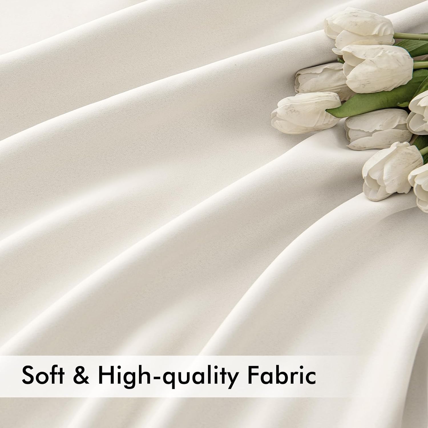 MIULEE Ivory Back Tab Blackout Curtain 96 Inch Long 2 Panels Set for Bedroom, Rod Pocket/Pinch