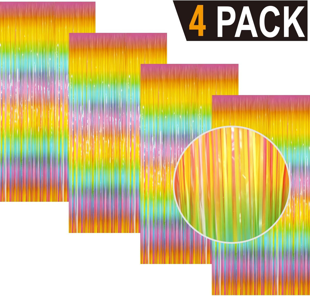 GOER 3.2 ft x 8.2 ft Metallic Tinsel Foil Fringe Curtains Party Photo Backdrop Party Streamers for