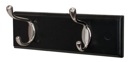 kieragrace Connor Coat Rack with 2 Brushed Nickel Hooks, 12-Inch, Black