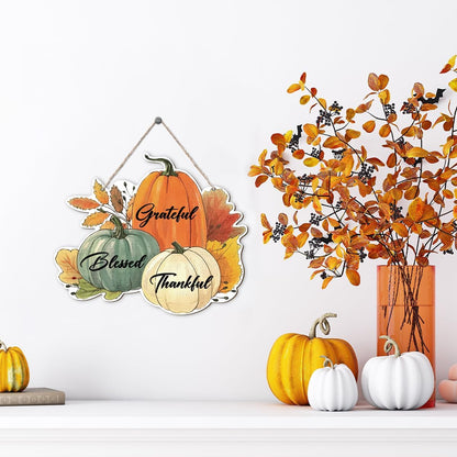 Fall Vibes Door Hanger Sign, Wooden Maple Leaves Mushroom Hanging Decor for Front Door, Fall Wood