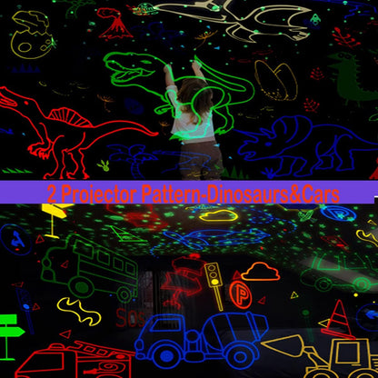 MINGKIDS Kids Night Lights for Bedroom,Project Dinosaurs and Vehicles on Wall or Ceiling,Room