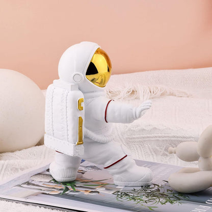 XMGZQ Astronaut Figurine, White and Gold Kung Fu Spaceman Statue, Office and Room Decor for Men