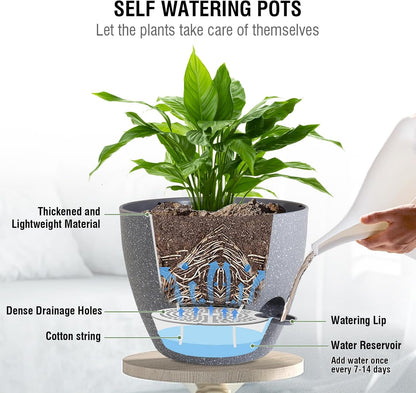 Self Watering Hanging Planters 10 inch, 2 Pack Hanging Flower Pots for Indoor Outdoor Plants