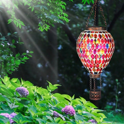 VOREEN Hot Air Balloon Solar Lantern, Mosaic Solar Outdoor Hanging Wind Light, Waterproof, Patio