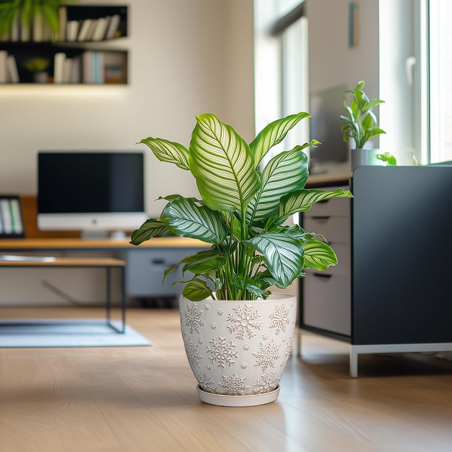 10 Inch Ceramic Planter Pot Large Plant Pot for Indoor Plants Outdoor Round Flower Pot with