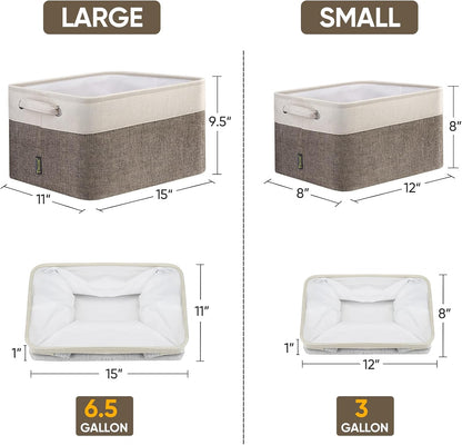 BALEINE 4 Pack Fabric Storage Bins for Shelves, Linen Storage Baskets for Organizing, Decorative