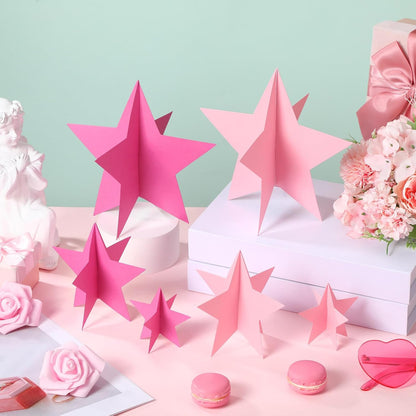 45 Pcs 3D Star Centerpieces Movie Night Decorations for Table in 3 Sizes Hanging Supplies for Red