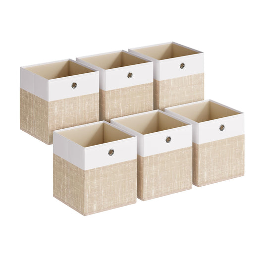 SONGMICS Storage Cubes, Set of 6 Foldable Fabric Storage Boxes, Cube Organizer Boxes with Handles