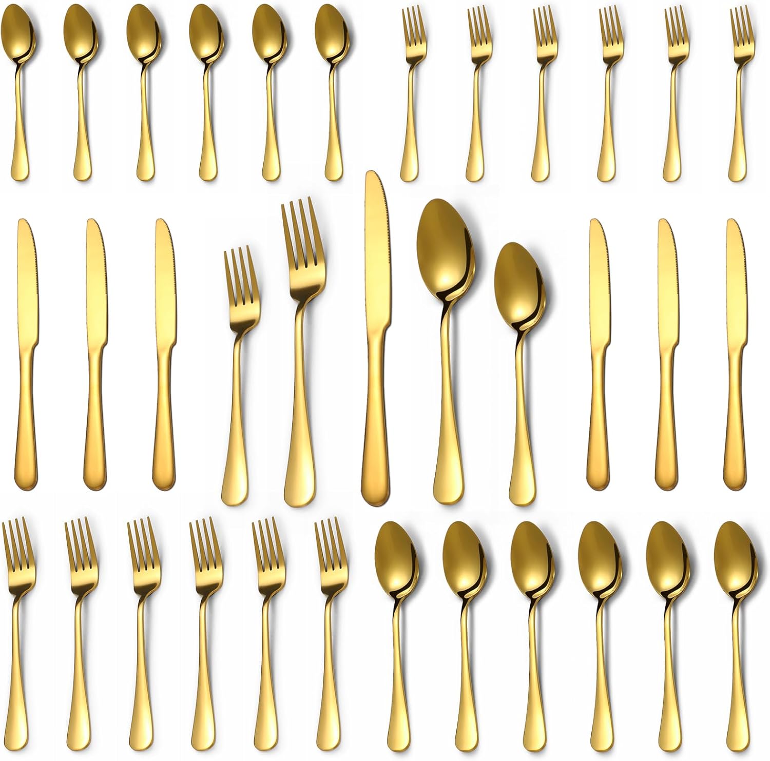 Lazycorner 30 Pcs Gold Silverware Set for 6, Food Grade Stainless Steel Flatware Set Include
