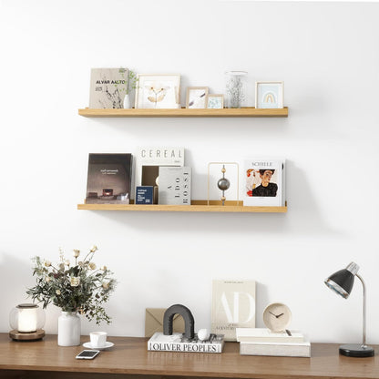 Picture Ledge Shelf, Wood Floating Shelves Set of 2, 36 inch Picture Ledge Shelves, Photo Ledge