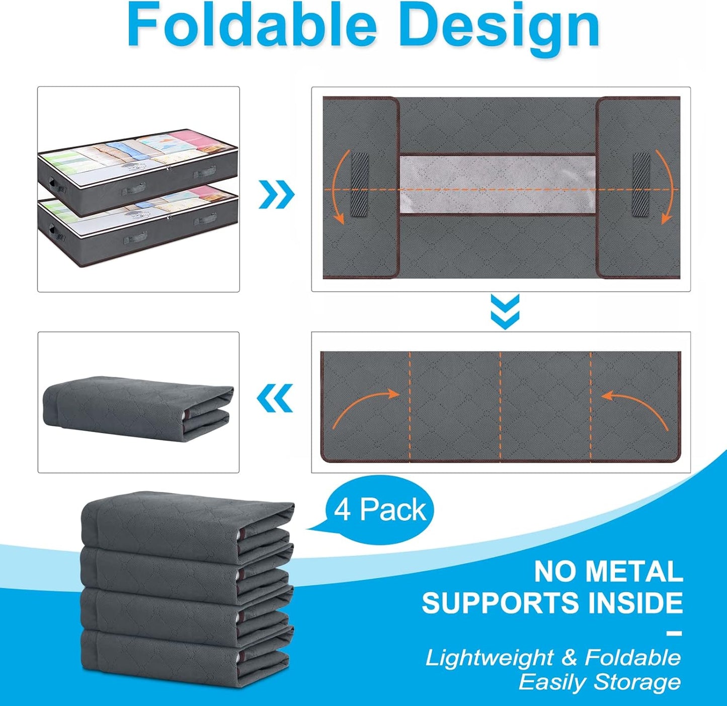 90L Under Bed Storage Containers, Large Capacity Underbed Storage Bags Organizer, Thick Fabric