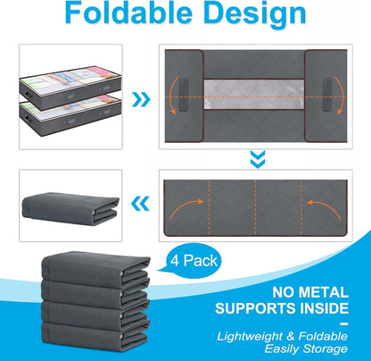 90L Under Bed Storage Containers, Large Capacity Underbed Storage Bags Organizer, Thick Fabric