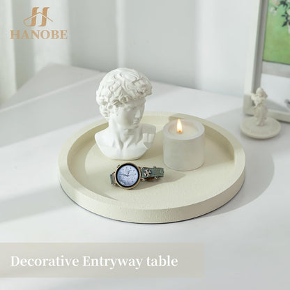 Hanobe Decorative Tray for Coffee Table: Round Ottoman Tray for Living Room 12" Modern Dining Table