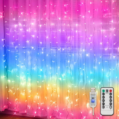 suddus Curtain Lights for Bedroom, 192 Led 8.3ft x 5.25ft Hanging String Lights Outdoor, Fairy