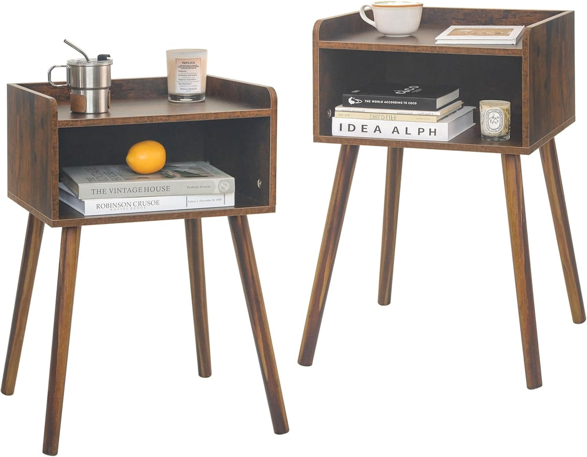 MaxSmeo Night Stand Set 2, Mid Century Modern Side Table Bedroom with Storage, Small End Bedside