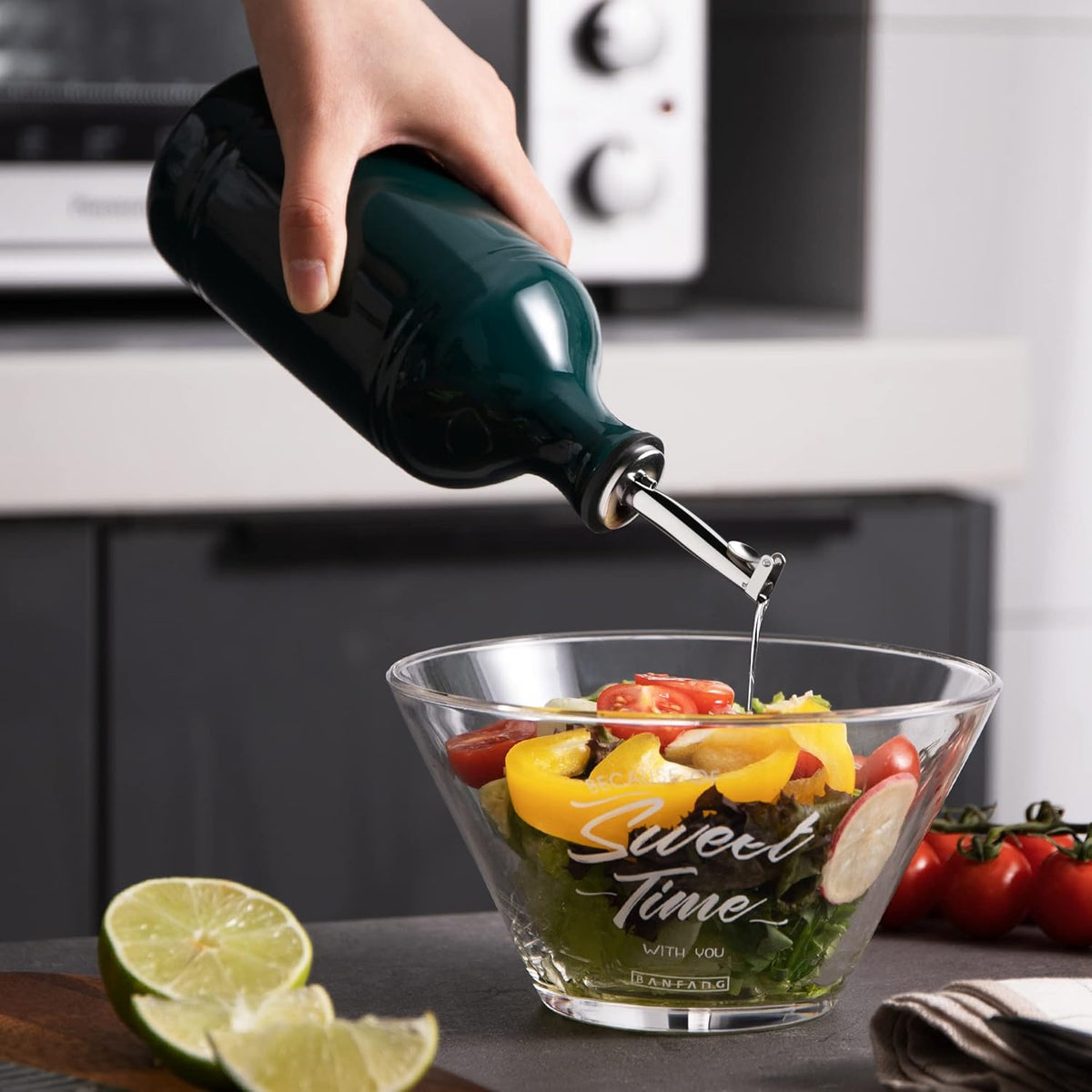 Sweejar Ceramic Olive Oil Dispenser Bottle, Opaque Oil Cruet Protects Oil, Suitable for Storage
