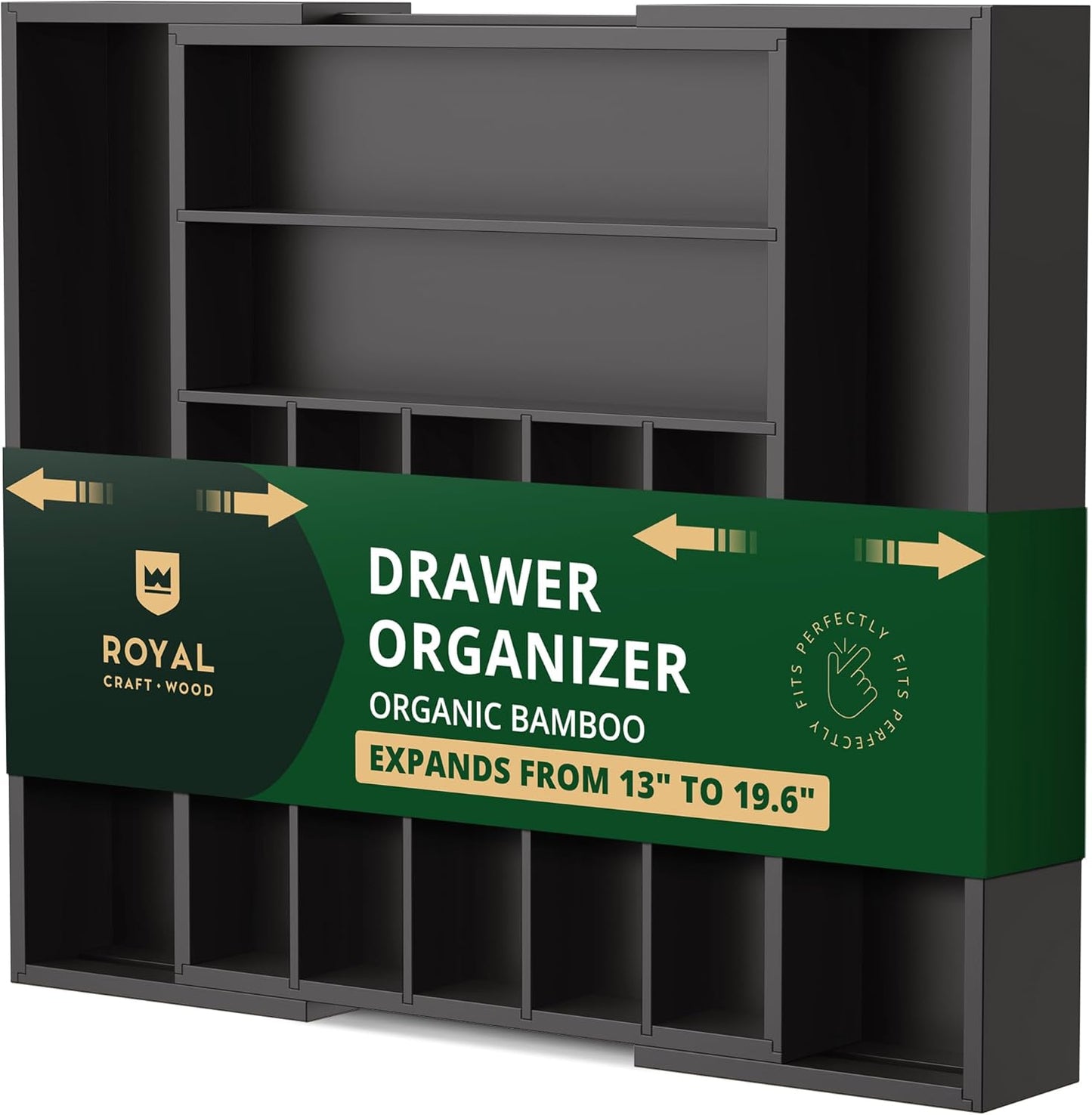 ROYAL CRAFT WOOD Luxury Bamboo Kitchen Drawer Organizer - Silverware Organizer - Utensil Holder and