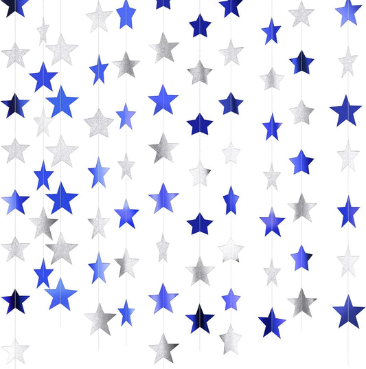Patelai Glitter Star Garland Banner Decor 130 Feet Star Hanging Bunting Banner Twinkle Backdrop for