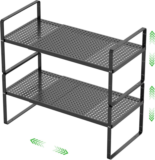 Expandable Cabinet Storage Shelf Stackable Organizer Rack for Kitchen Bathroom Pantry Spice
