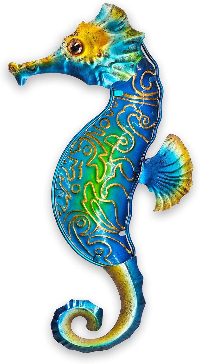 John's Studio Seahorse Sea Wall Decor Outdoor Metal Garden Hanging Art Glass Sculptures Home Ocean