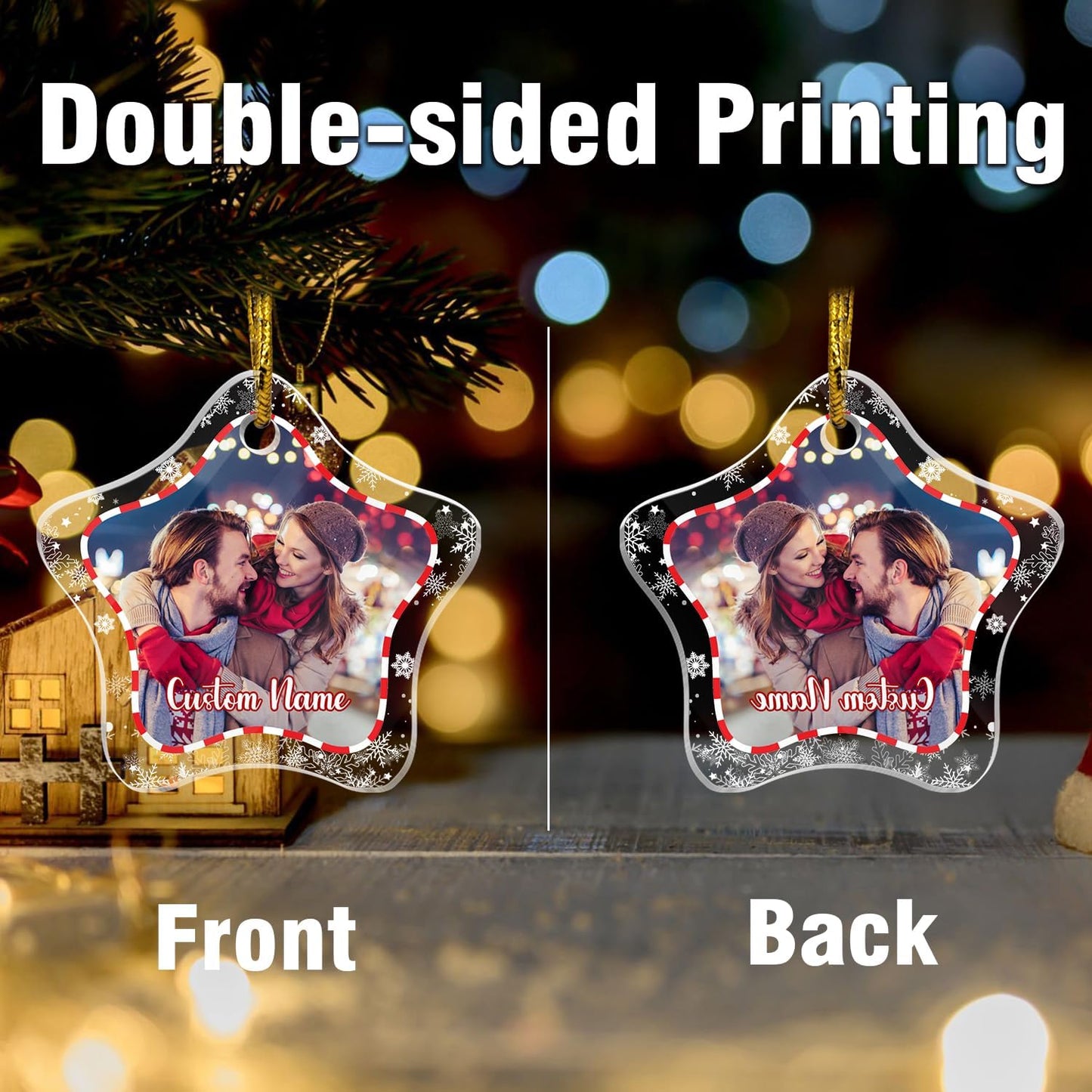 Personalized Christmas Ornaments, Crystal Custom Hanging Ornaments, Decorative Photo Hanging Glass