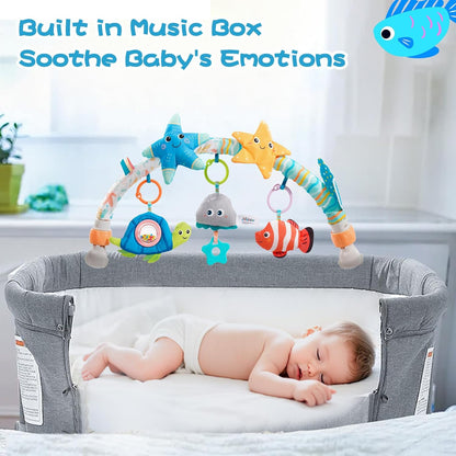 Jollybaby Musical Bassinet Stroller Crib Mobile Toy for Baby 0-6-12 Months, Infant Clip On Arch
