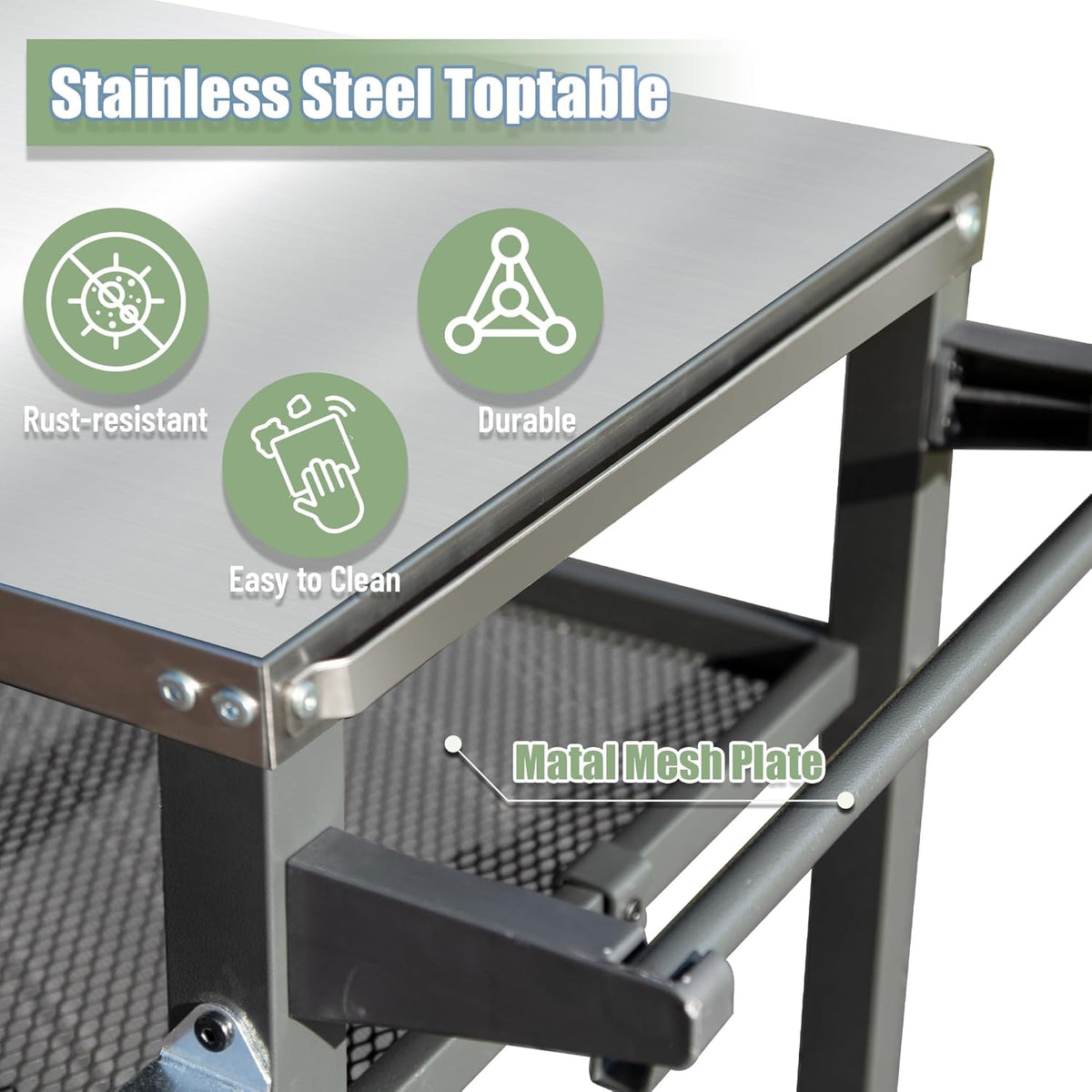 Domi 3-Shelf Outdoor Grill Table, Grill Cart with Wheels, Outdoor Pizza Oven and Food Prep Table