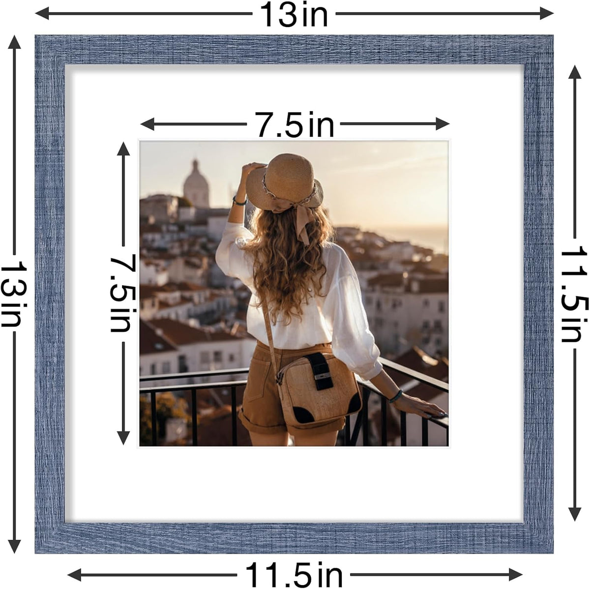 Vittanly 12x12 Picture Frames Set of 9, Shatter Resistant Plexiglass, Display 8x8 Pictures with Mat