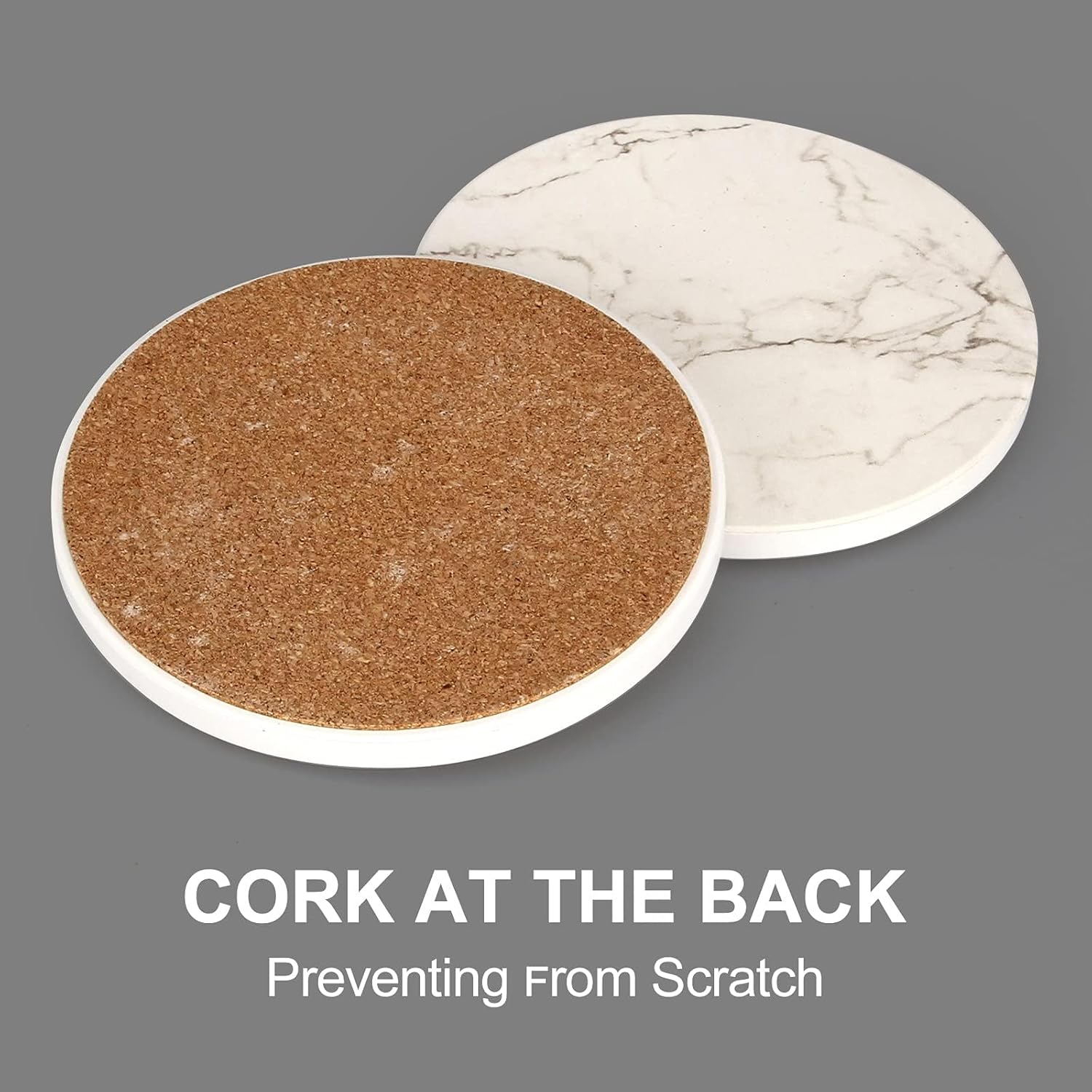 6 Pack White Marble Coaster Set with Holder Absorbent Drink Coasters Ceramic Cute Coaster Bar